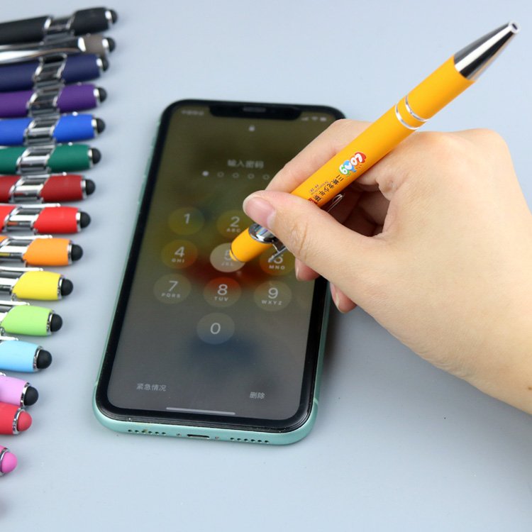 Aluminum Ballpoint Pen With Soft Rubber Touch Screens Cheap Custom Logo For Mobile Phone Ball Pen with logo