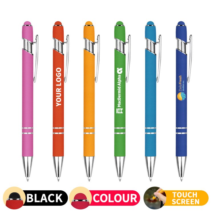 Aluminum Ballpoint Pen With Soft Rubber Touch Screens Cheap Custom Logo For Mobile Phone Ball Pen with logo