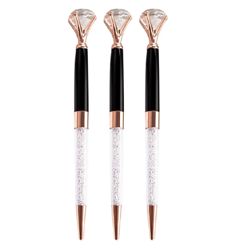 Eacajess blue big top diamond pen multi color rainbow diamond crystal ball point pen metal pen