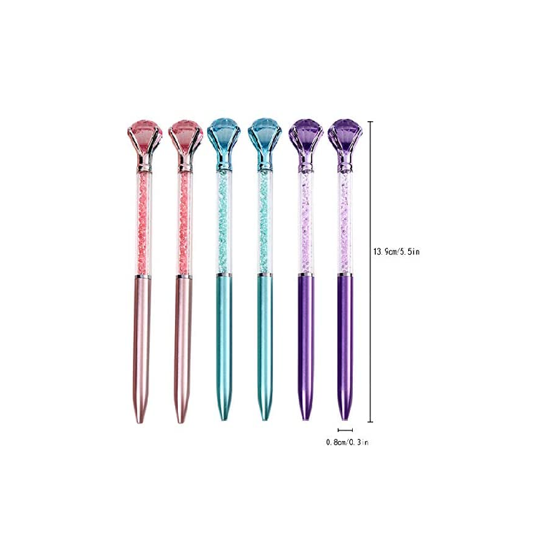 Eacajess blue big top diamond pen multi color rainbow diamond crystal ball point pen metal pen