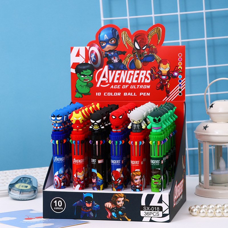 Cartoon Christmas Ten Color Ballpoint Pen Santa Claus Multi Color Pen 10 Color One Hand Account Pen Holiday Gift