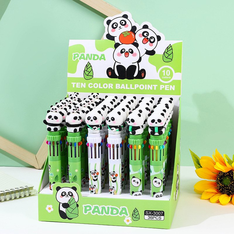 Cartoon Christmas Ten Color Ballpoint Pen Santa Claus Multi Color Pen 10 Color One Hand Account Pen Holiday Gift