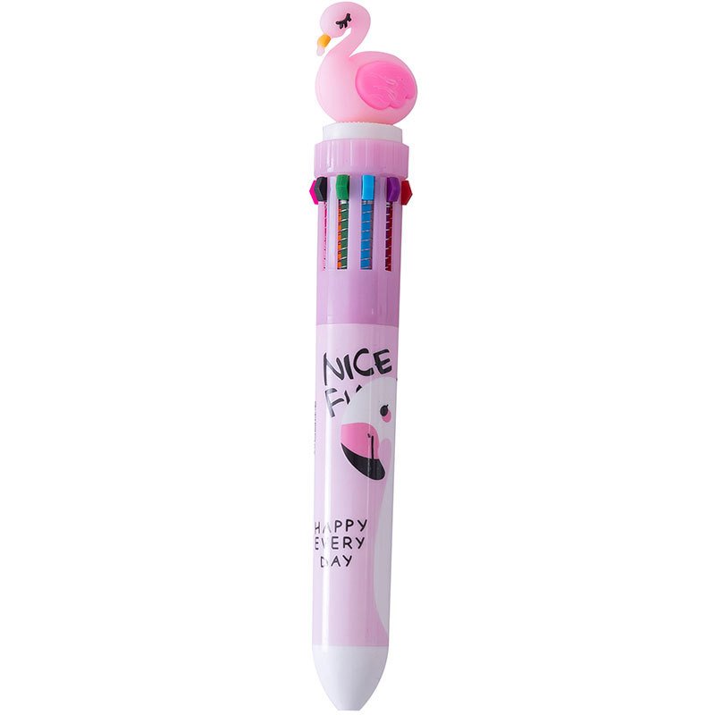 Cute Ten Color Ballpoint Pen, Girl's Heart Cartoon, Multi Color Press Pen, Student Multi functional Color Account Pen