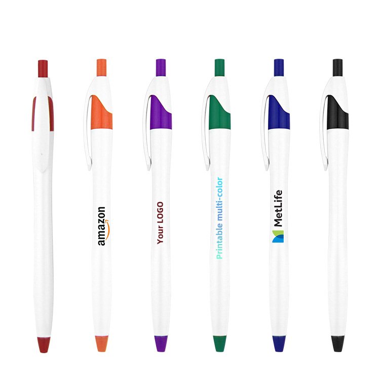 Custom Promotional Very Cheap Orange Logo Ball pen With Logo Click Plastic Gift Ballpoint pens With Logo