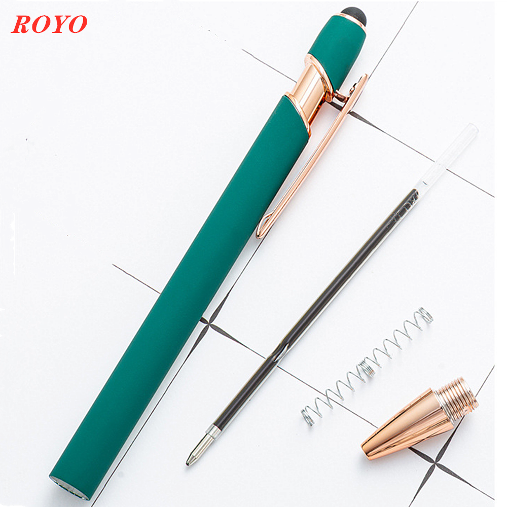 Hot Sale 2-in-1 Ballpoint Pen Stylus Custom Logo Rose Metal Promotion Advertising Gift 1.0mm Writing Width Rubber Matt Surface