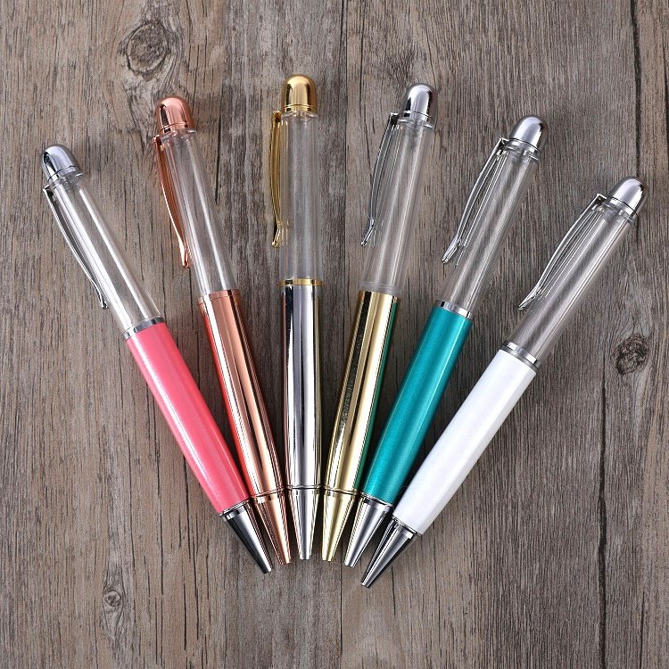 Hot sale stock price DIY ballpen promotional pens fat chunky Empty Twist Tube glitter filled pens