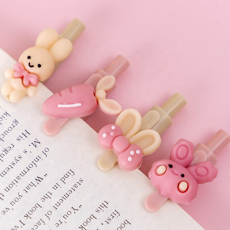 Korean cute kawaii pink rabbit black gel ink ballpoint pen for girls