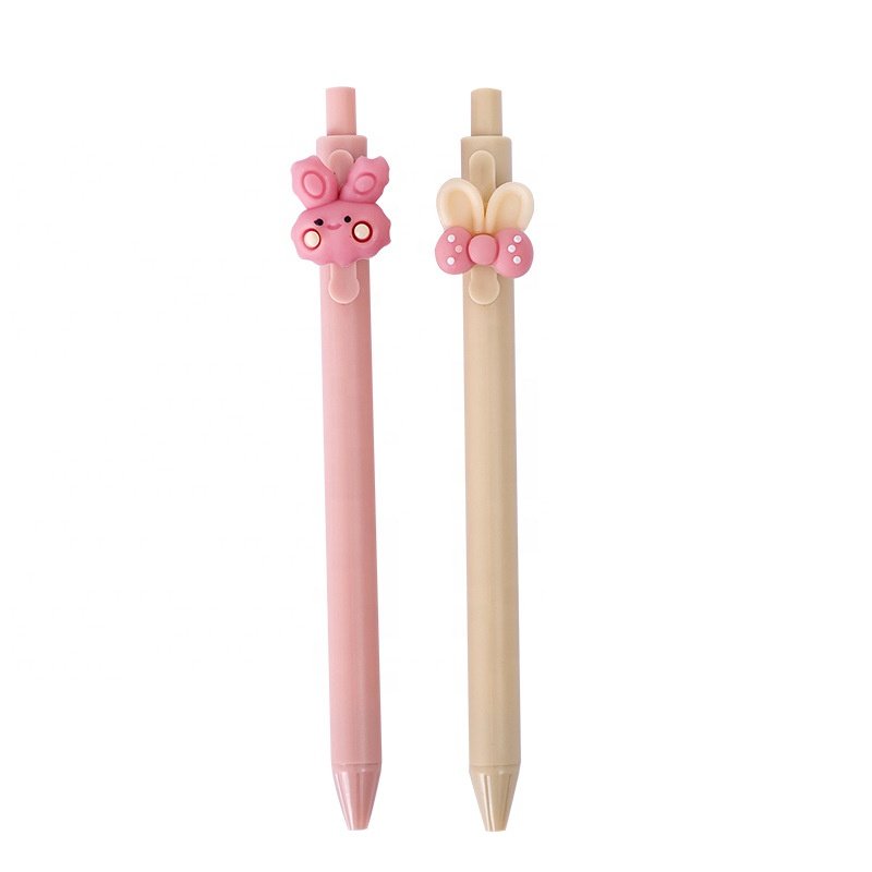 Korean cute kawaii pink rabbit black gel ink ballpoint pen for girls