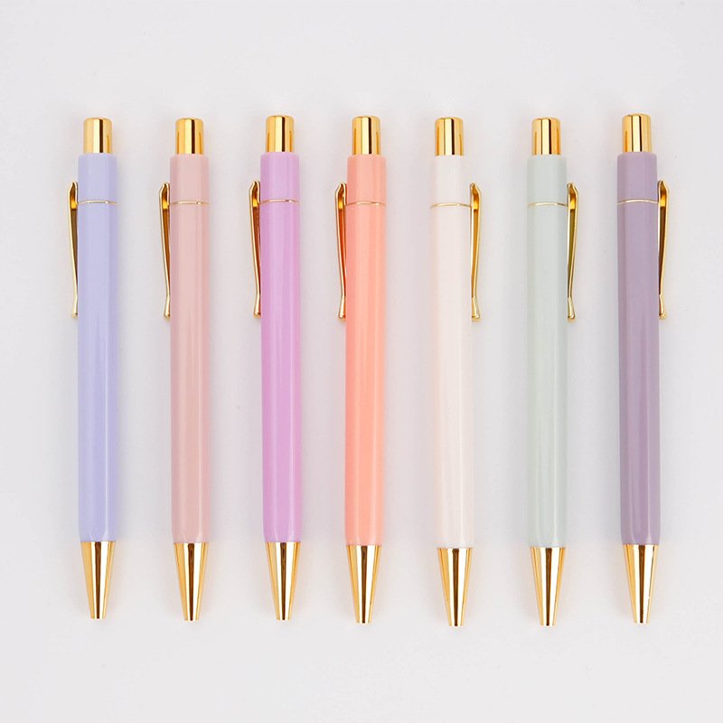 JPS High Quality Gold Hexagon Ball Pen With Custom Logo, Cute Pens For Women, Men, Office