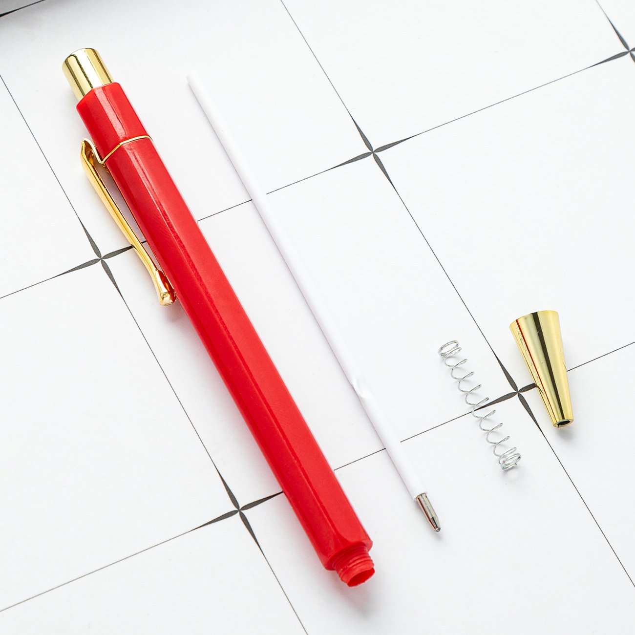 JPS High Quality Gold Hexagon Ball Pen With Custom Logo, Cute Pens For Women, Men, Office