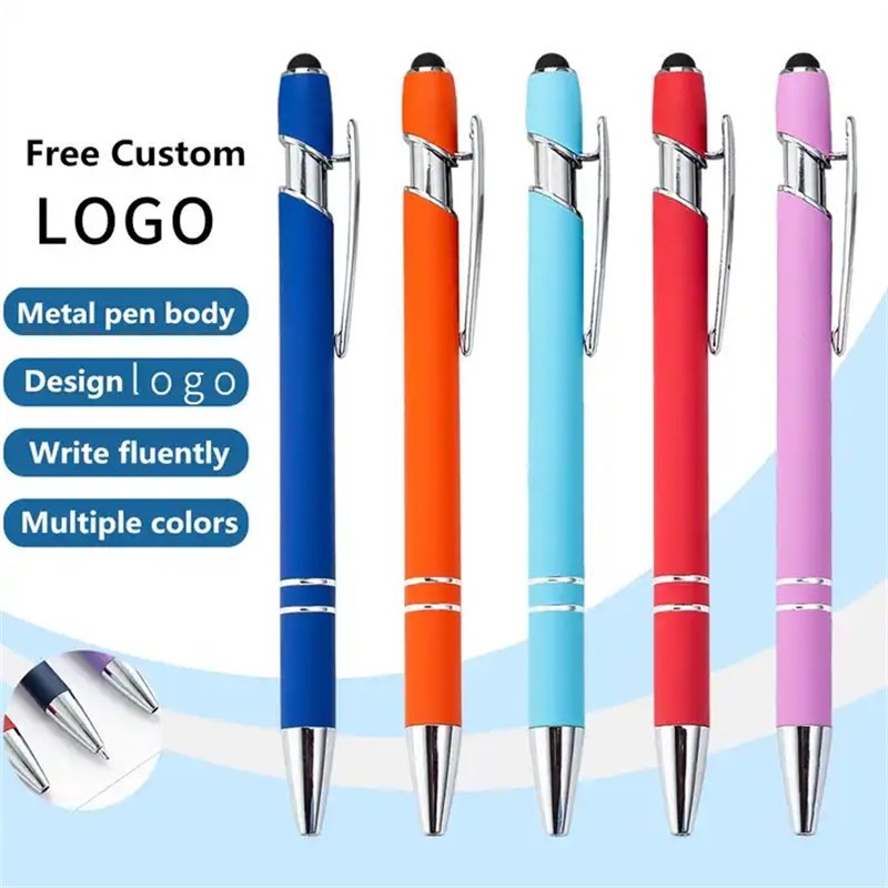 Trendy Other Novelty Personalized Gift Stylus Soft Touch Screen Pen 2 In 1 With Custom Logo Metal Ball Pen Luxury Ballpoint Pens