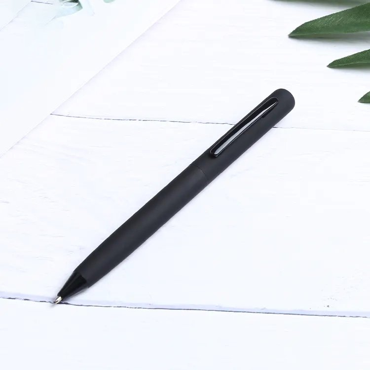 Custom Logo Promotional Hotel Simple Metal Frosted Soft Rubber Twisted Boligrafos Stylo Ball Point Ballpoint Pens