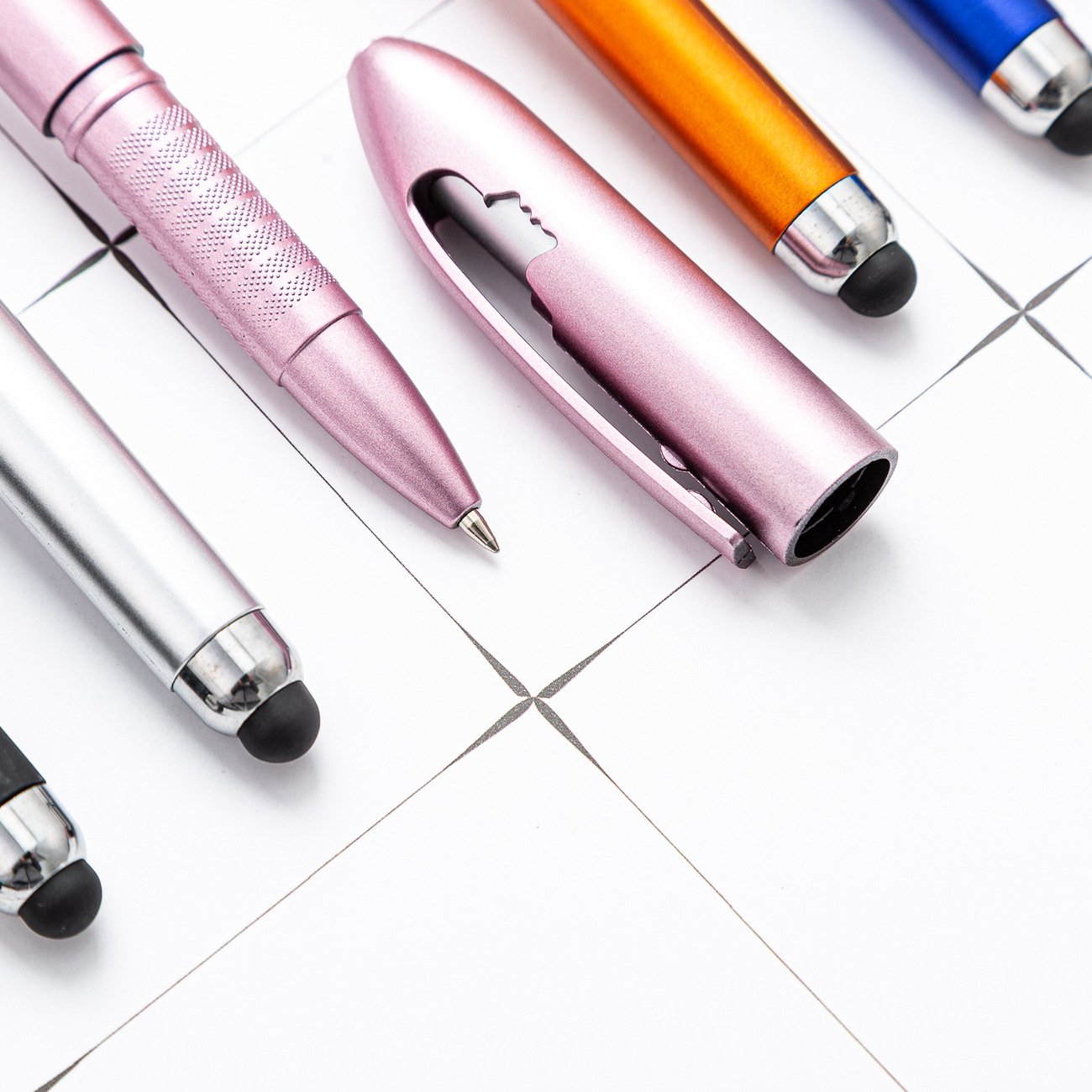 Factory Hot Selling Touch Pen Custom LOGO Metal Stylus Pen Soft Ballpoint Pen Laser Engraving LOGO for Promotion Gift