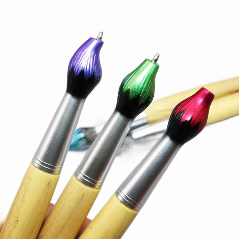 MEGA Novelty Design Promotional Retractable Brush Shaped Ballpoint Pen for Art museum and School Stationery with custom logo