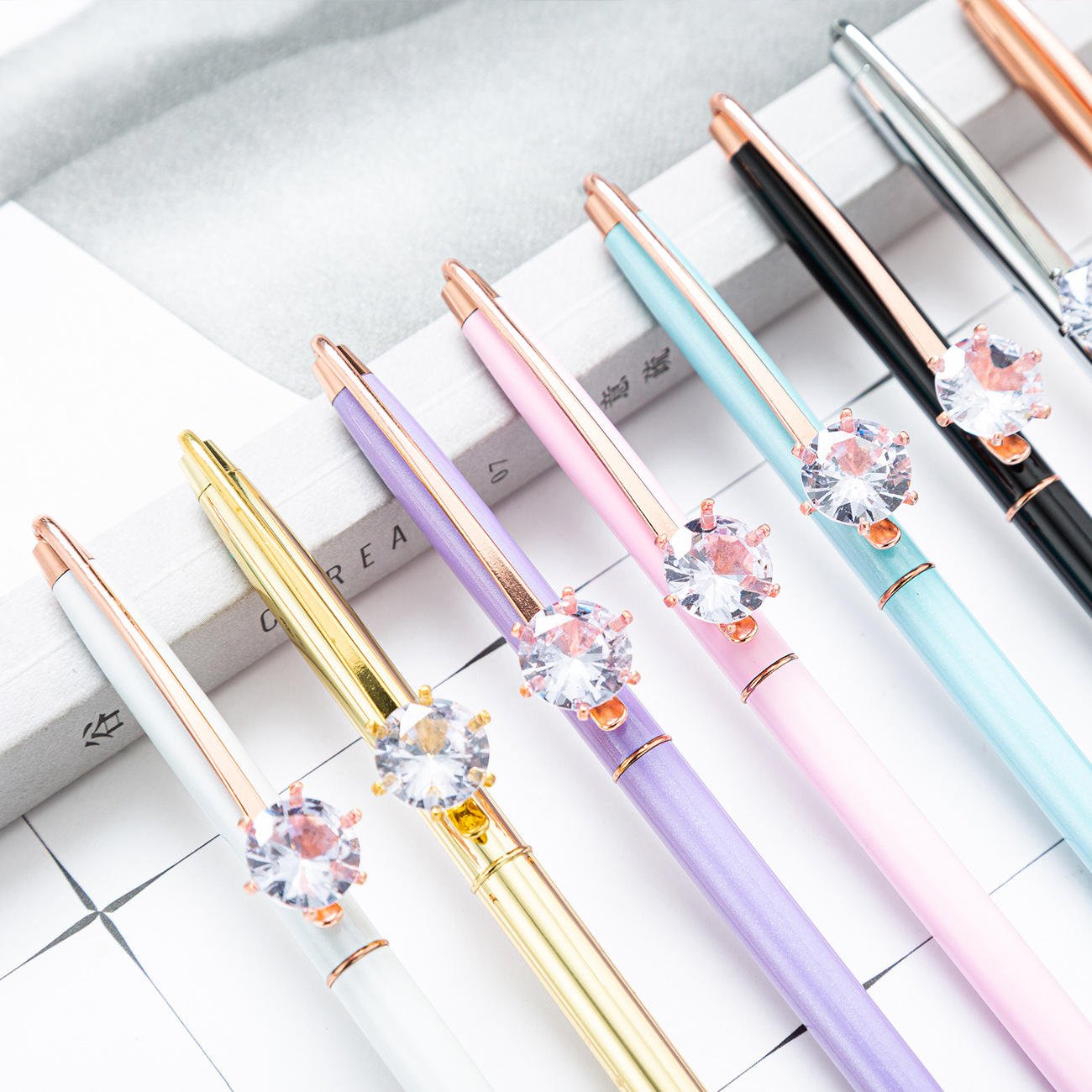 Diamond pendant advertising pen customized logo stationery metal ballpoint pen