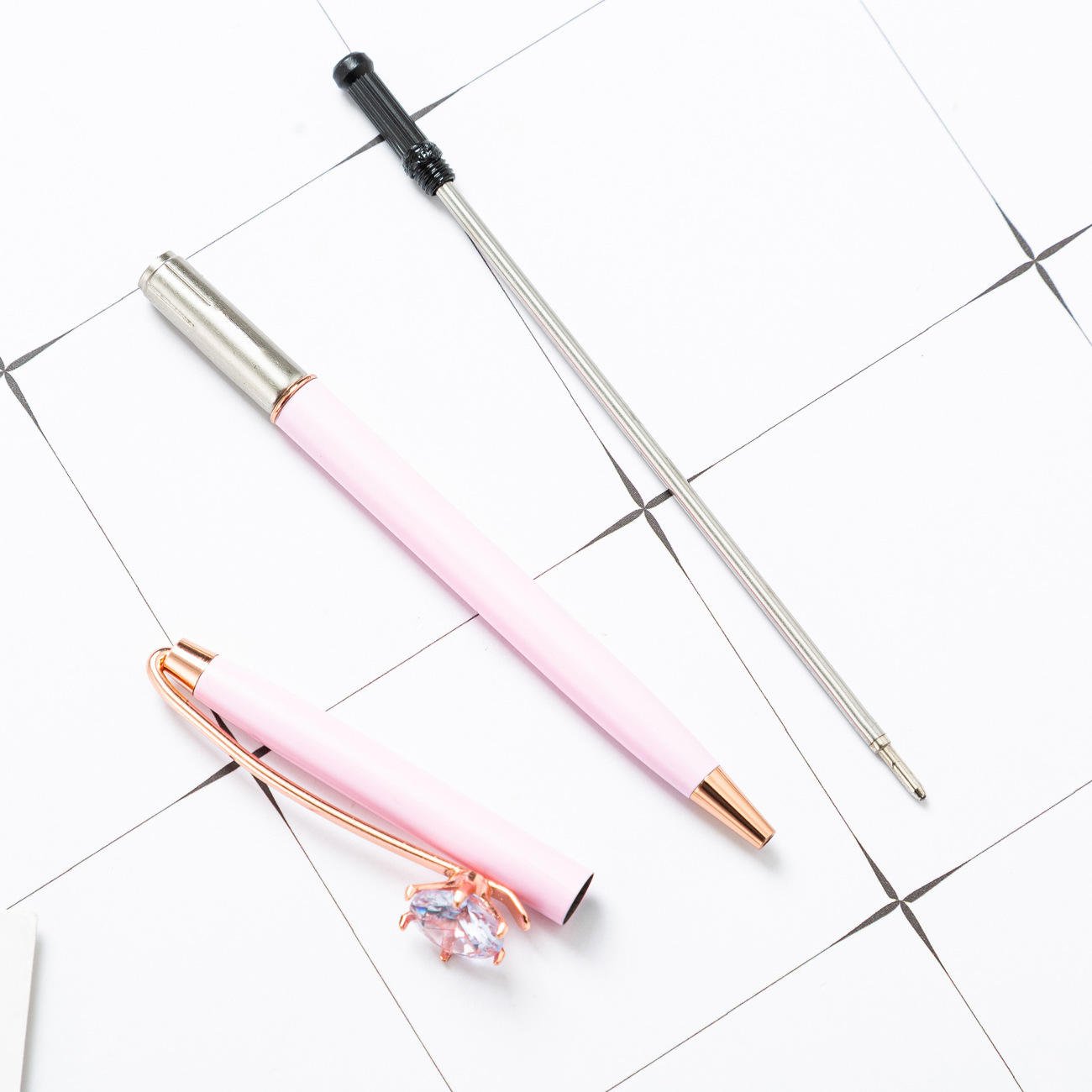 Diamond pendant advertising pen customized logo stationery metal ballpoint pen