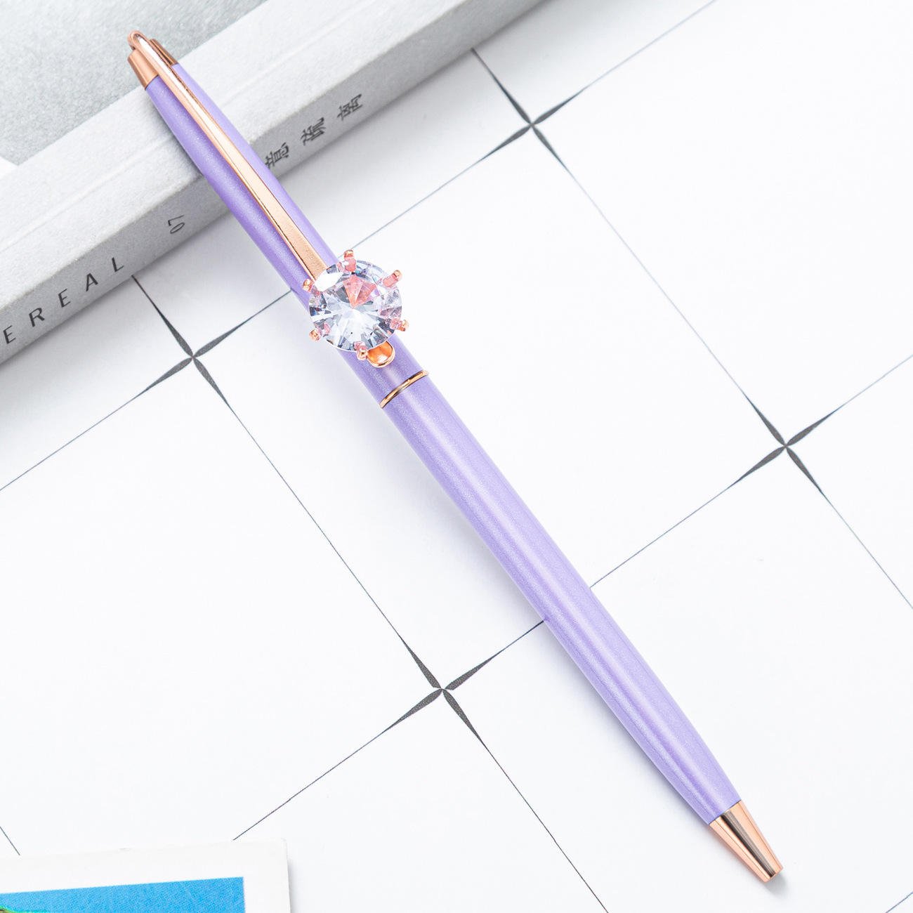Diamond pendant advertising pen customized logo stationery metal ballpoint pen