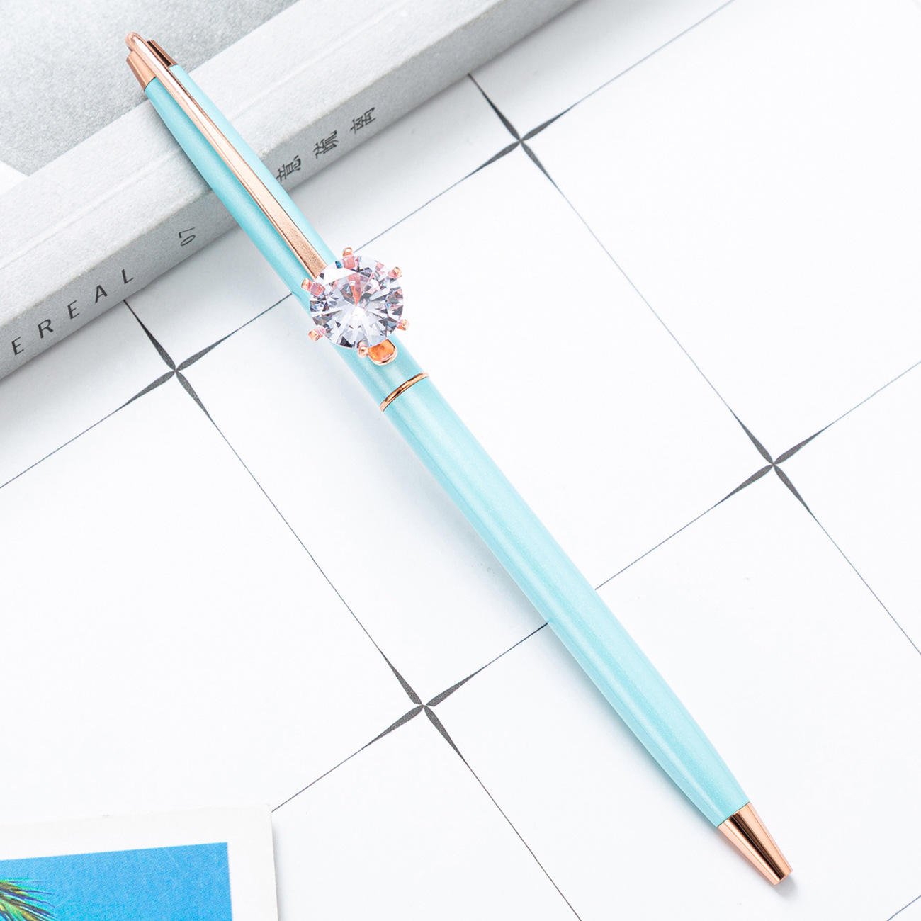 Diamond pendant advertising pen customized logo stationery metal ballpoint pen