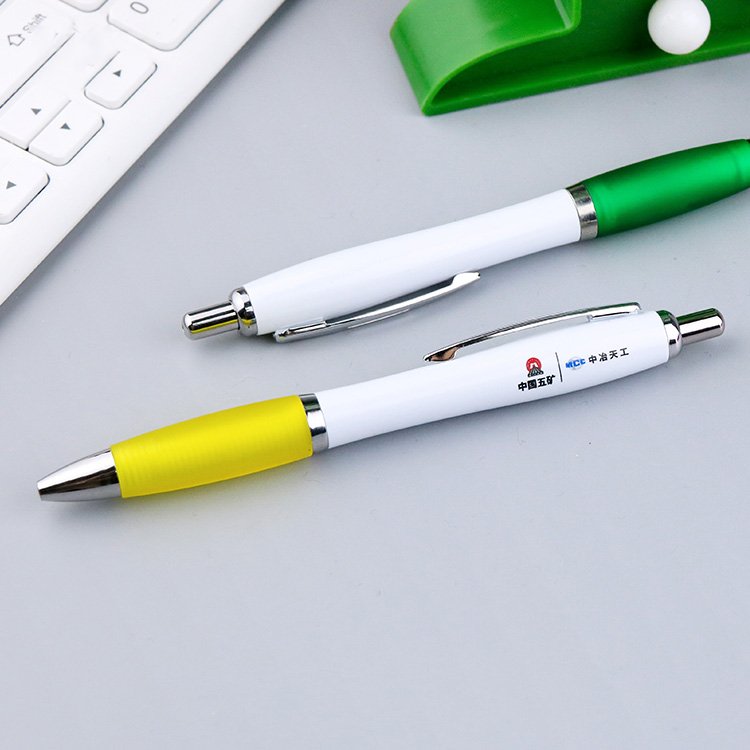 Custom logo new high-quality luxury silver rod white spray-painted metal office ballpoint pen for advertising gift wholesale