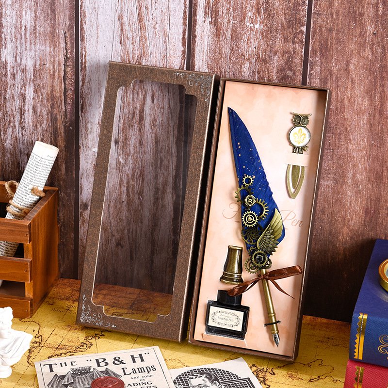 Black Ink Vintage Wedding Gift Signature Pen Office School Accessories Feather Quill Ballpoint Pen