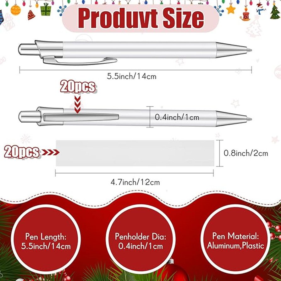 Wholesale white metal sublimation ballpoint pens blank with shrink wrap sublimation Pen