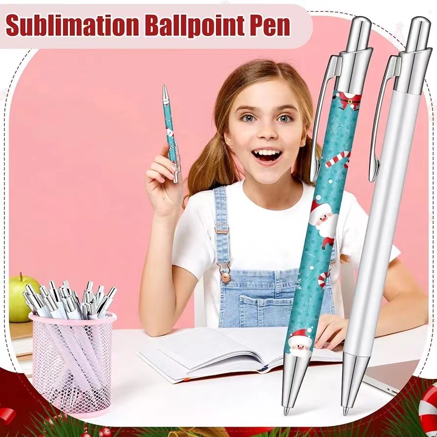 Wholesale white metal sublimation ballpoint pens blank with shrink wrap sublimation Pen