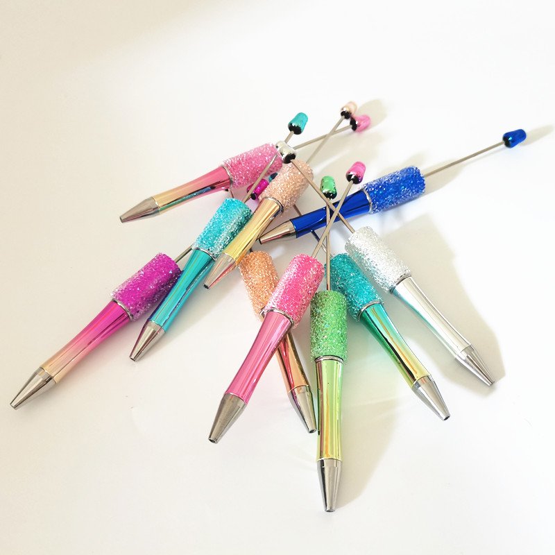 UV Candy Diamond bling Creative Diy Plastic Beaded Pen Ballpoint Pen Hand-beaded Can Print Personalized Beaded Ballpoint Pen