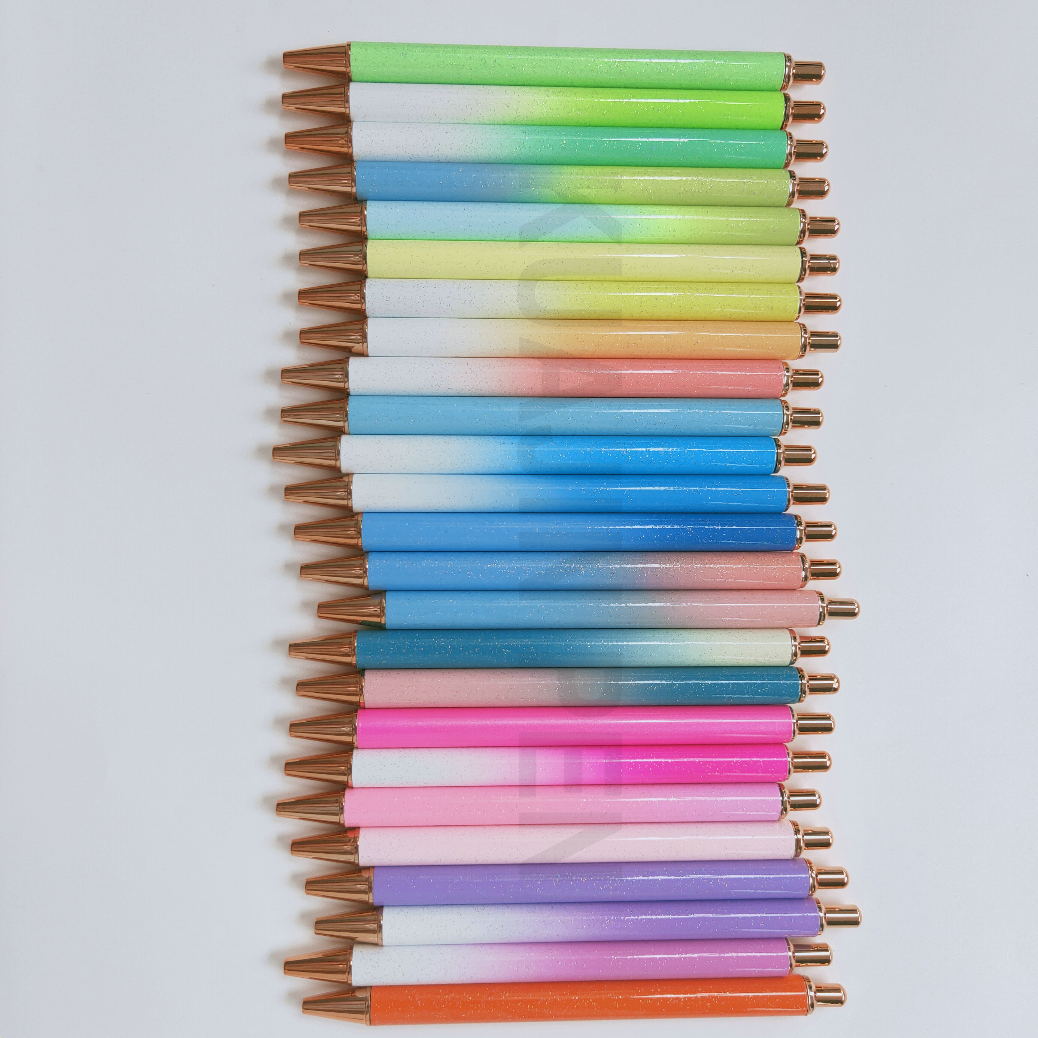 New Fashion Color Bling Glittering Non No Clip Pen Blanks Rainbow Gradient Colors Ball Pen For UV DTF Pen Wrap