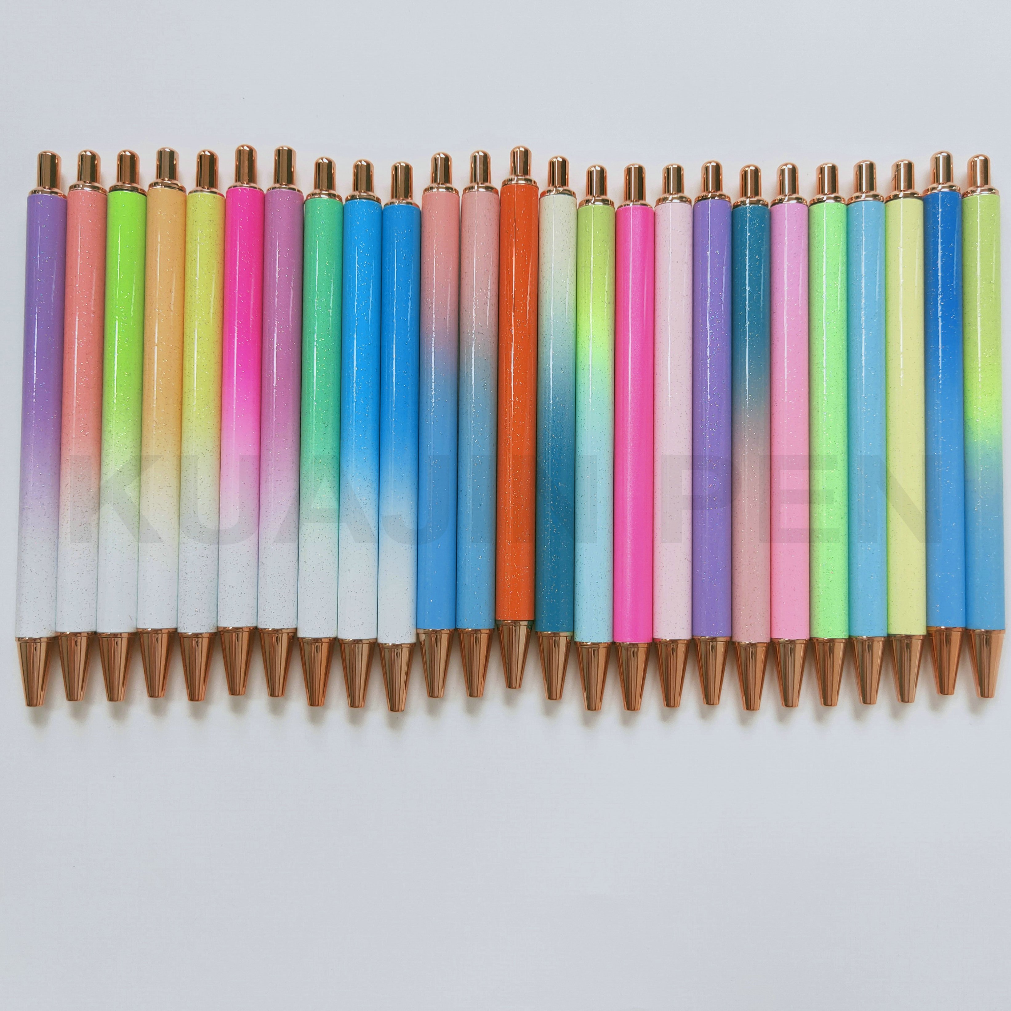 New Fashion Color Bling Glittering Non No Clip Pen Blanks Rainbow Gradient Colors Ball Pen For UV DTF Pen Wrap
