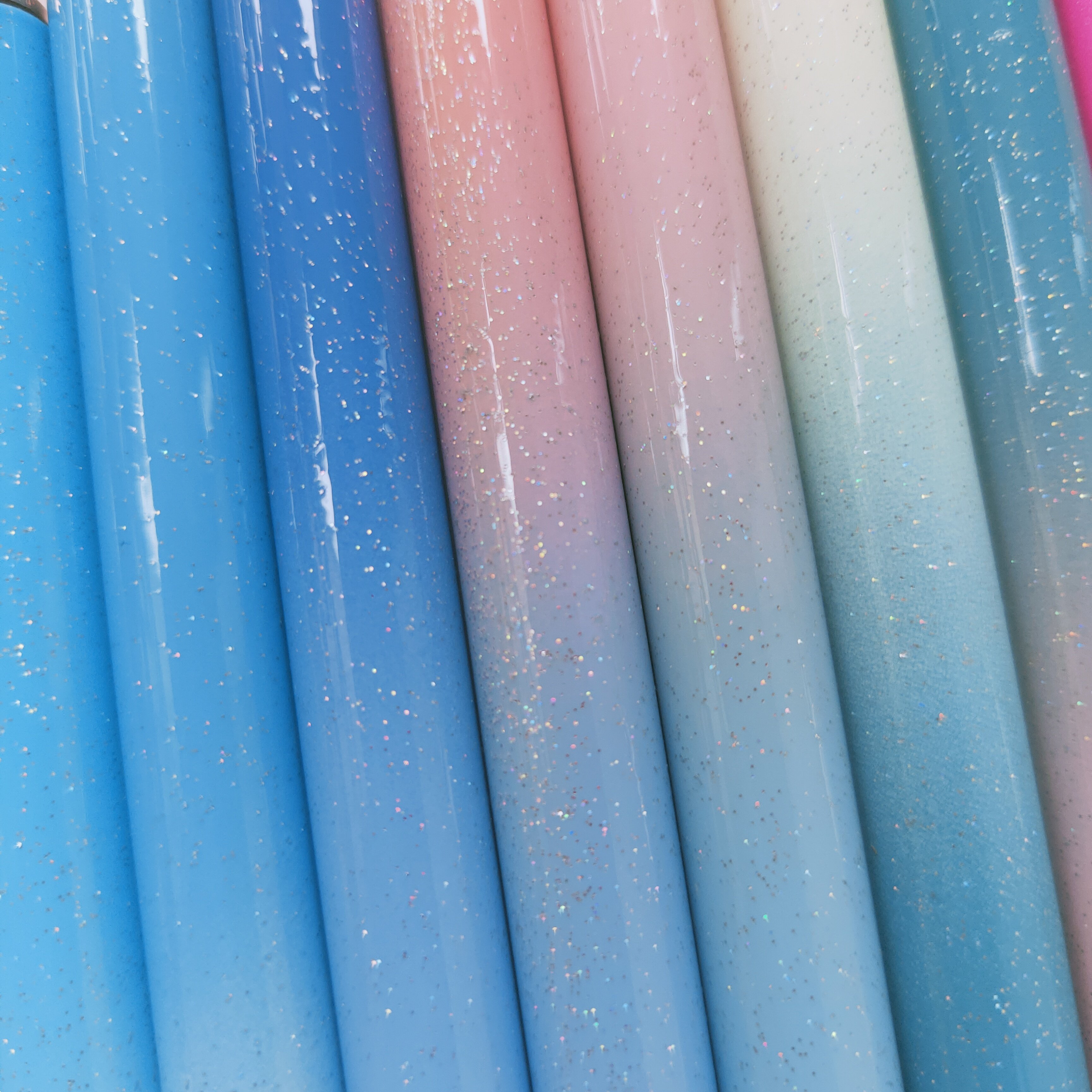 New Fashion Color Bling Glittering Non No Clip Pen Blanks Rainbow Gradient Colors Ball Pen For UV DTF Pen Wrap