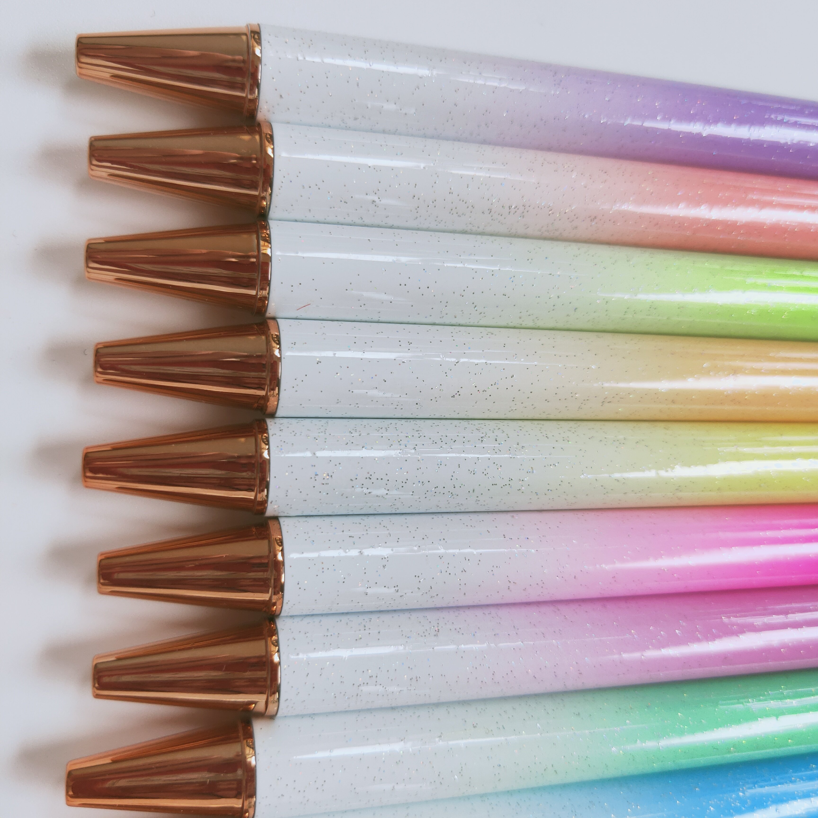 New Fashion Color Bling Glittering Non No Clip Pen Blanks Rainbow Gradient Colors Ball Pen For UV DTF Pen Wrap