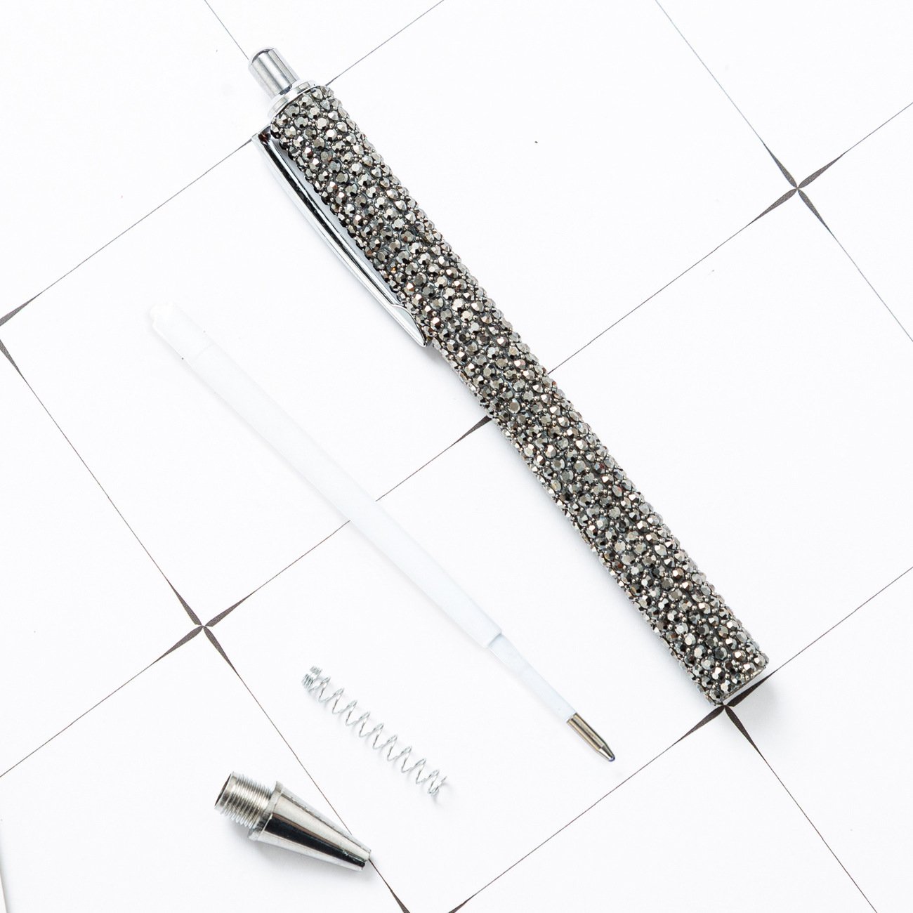 Wholesale Promotion Multicolor Diamond Covered Ballpoint Pen Promotional Sequin Press Jumping Metal Glitter Pen For Gift