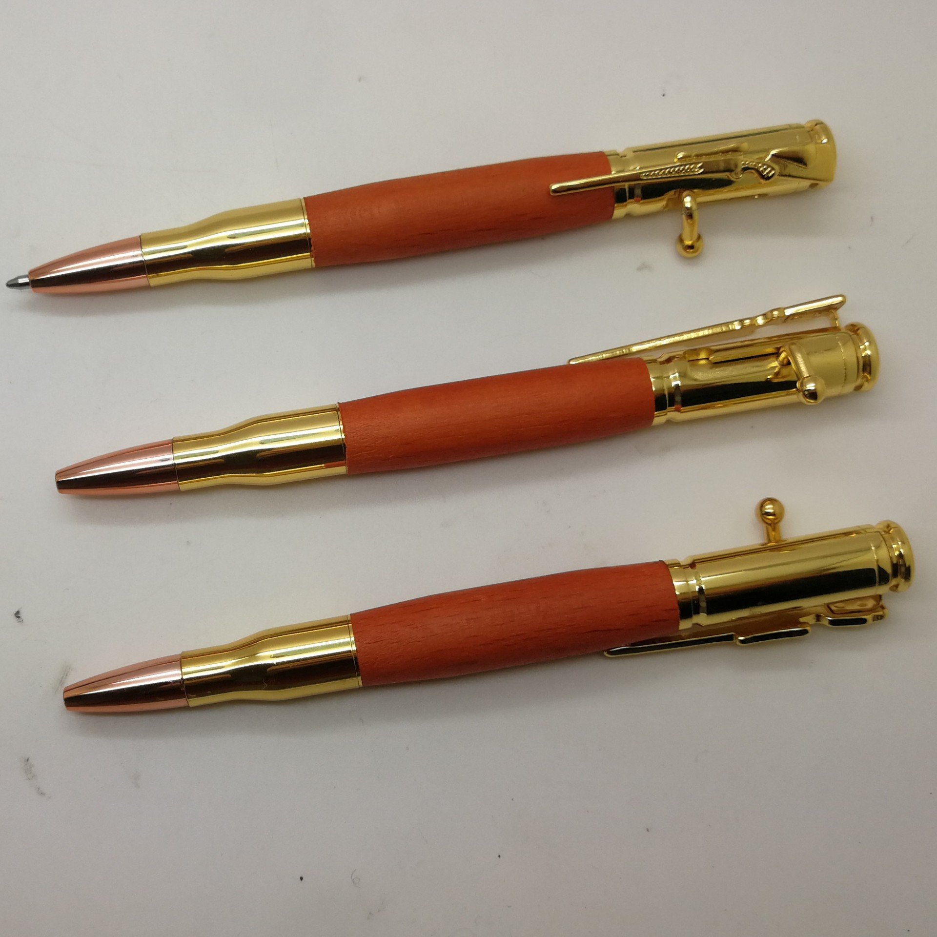 Solid Bar Brass Pen Kits Woodturning Personalized Rifle Clip Gun Spanner Wooden Pen Kits Bolt Metal Revolver Action Pen