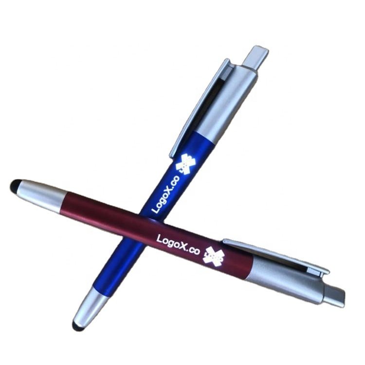 J347 Touch screen light up logo ball pen /promotion stylus pen / led laser logo ballpen