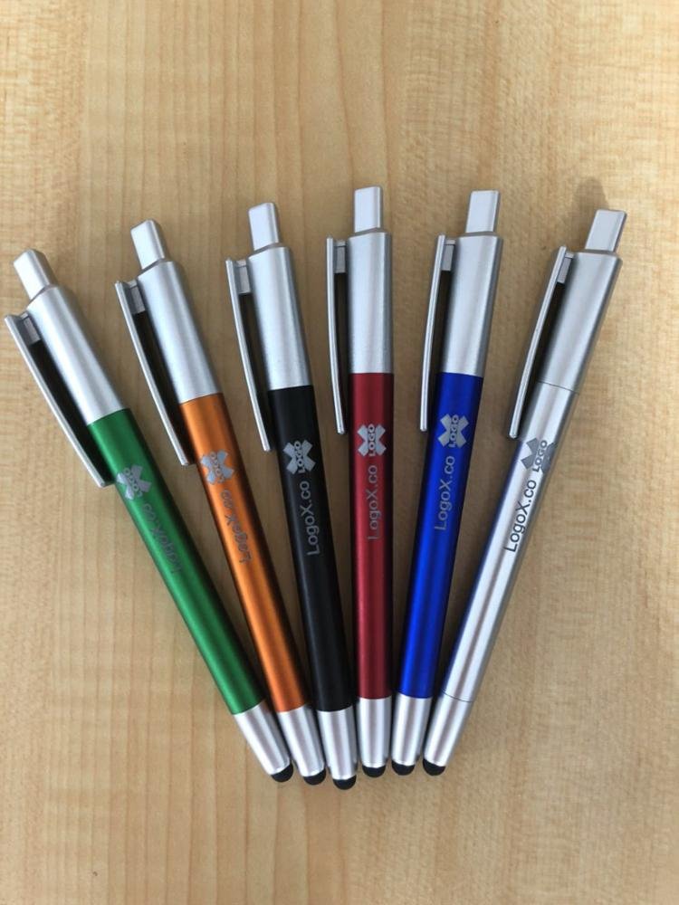 J347 Touch screen light up logo ball pen /promotion stylus pen / led laser logo ballpen