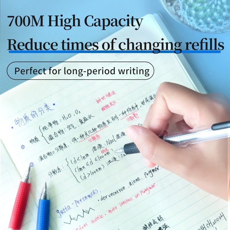 Zhixin K-03 Gel Ballpoint Retractable Pens, 0.5mm Large capacity gel refill anti-slip pens with school office gel pens