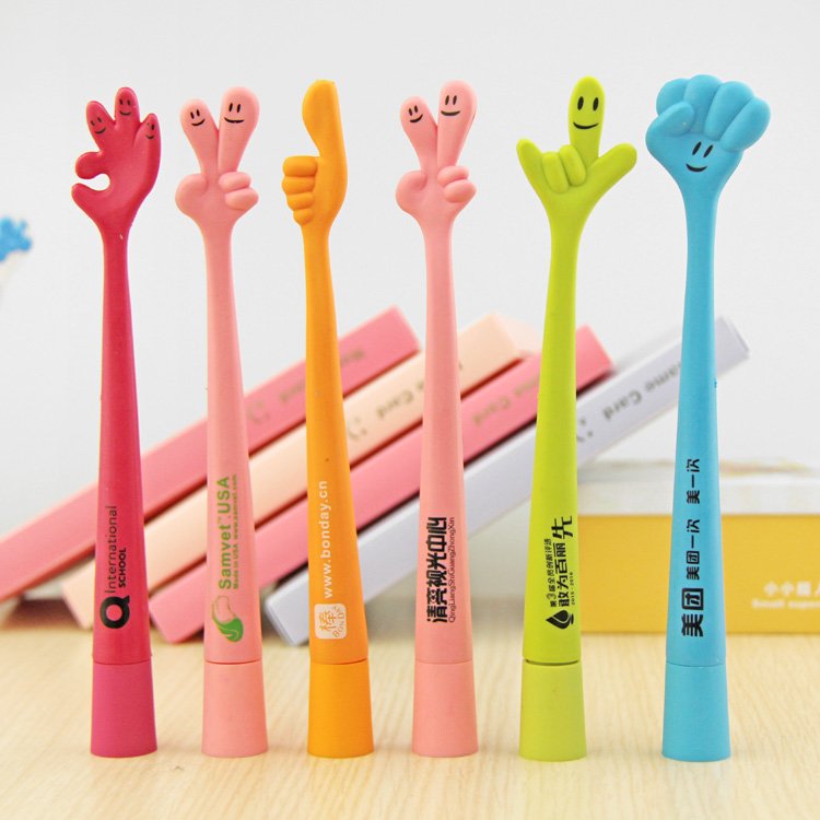 Creative Emojis Finger Ballpoint Pen Cute Cartoon Learning Stationery Bendable Plastic Ballpoint Pen With Custom Logo