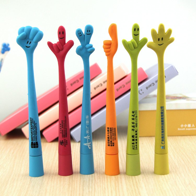 Creative Emojis Finger Ballpoint Pen Cute Cartoon Learning Stationery Bendable Plastic Ballpoint Pen With Custom Logo
