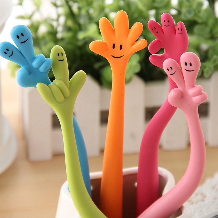 Creative Emojis Finger Ballpoint Pen Cute Cartoon Learning Stationery Bendable Plastic Ballpoint Pen With Custom Logo