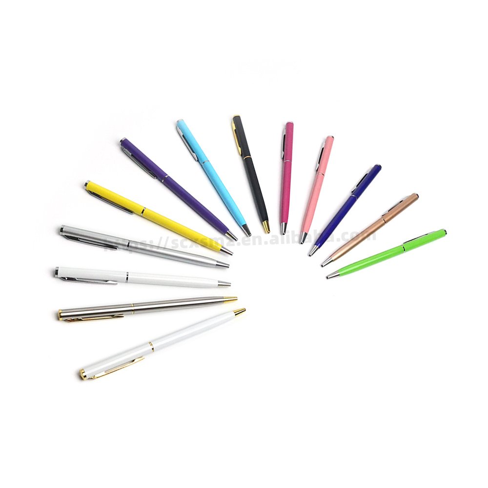 2023 New Hot Sale Business Metal Pen Slim Quality Giveaway Gifts Office Advertising Ballpoint Pen Logo Accepted