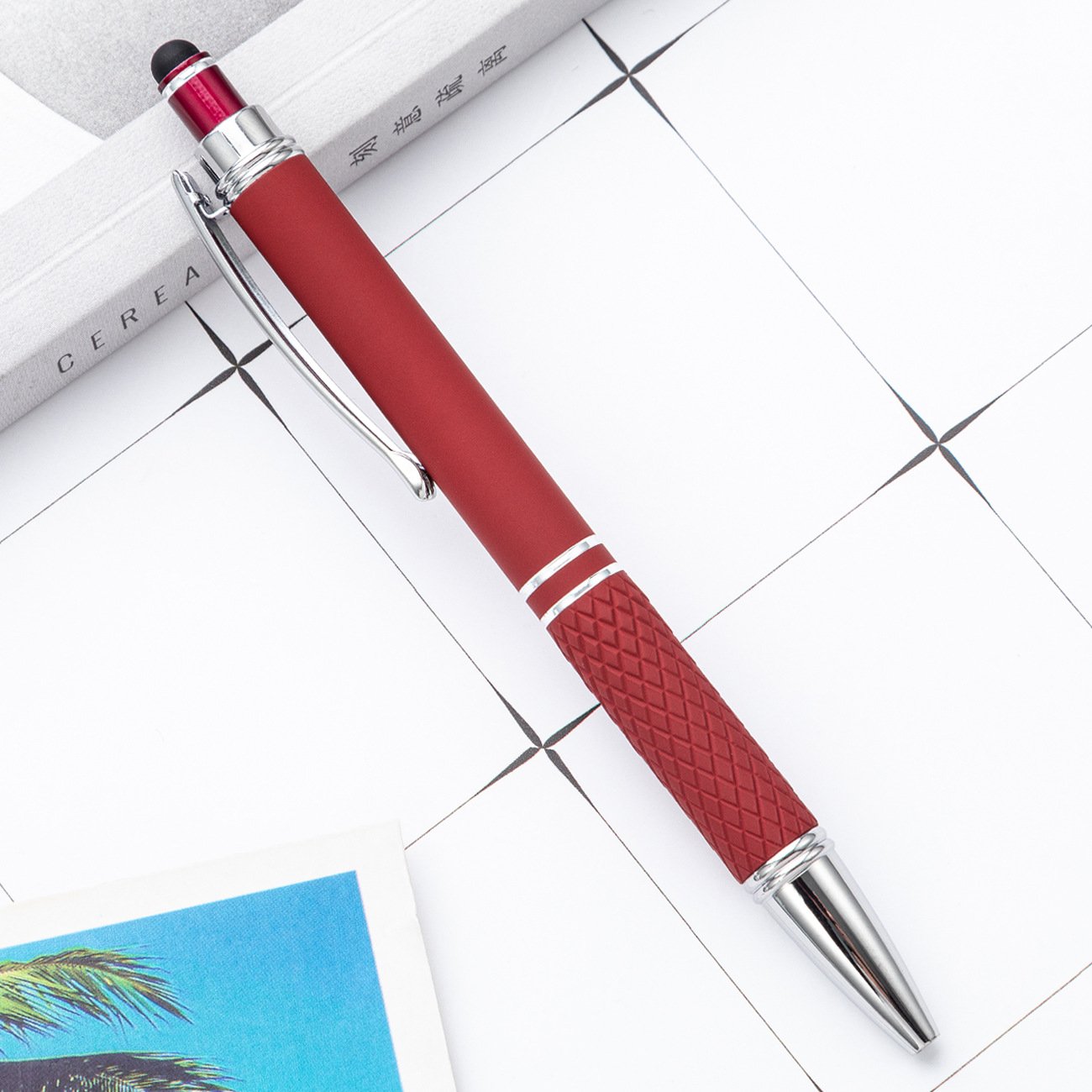New Arrival Wholesale Multicolor Custom Stylus Pens Logo Printed Ballpoint Pen Soft Touch Rubber Metal Pen With Stylus For Touch