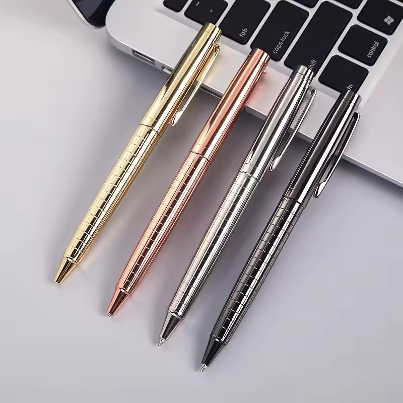 Executive Luxury Custom Logo Carved Gun Gray Metal Pen Heavy Novelty Ball Pen with Engraved Logo for Gift or Promotion