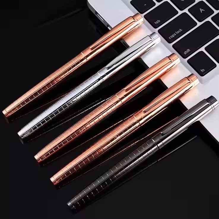 Executive Luxury Custom Logo Carved Gun Gray Metal Pen Heavy Novelty Ball Pen with Engraved Logo for Gift or Promotion