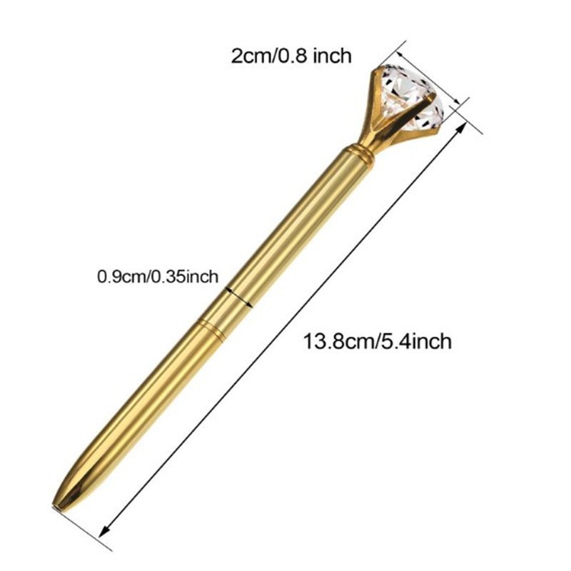 Stock Personalized Big Top Diamond Crystal Metal Ballpoint Pen for Gift