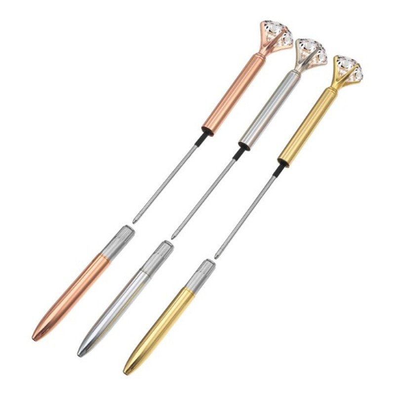 Stock Personalized Big Top Diamond Crystal Metal Ballpoint Pen for Gift