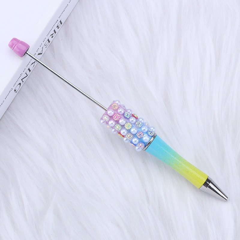 Hot Sell DIY Present Kids Students Office School Colorful Pearl Glitter Rhinestone Acrylic Beadable Ball Pen Bead Pens