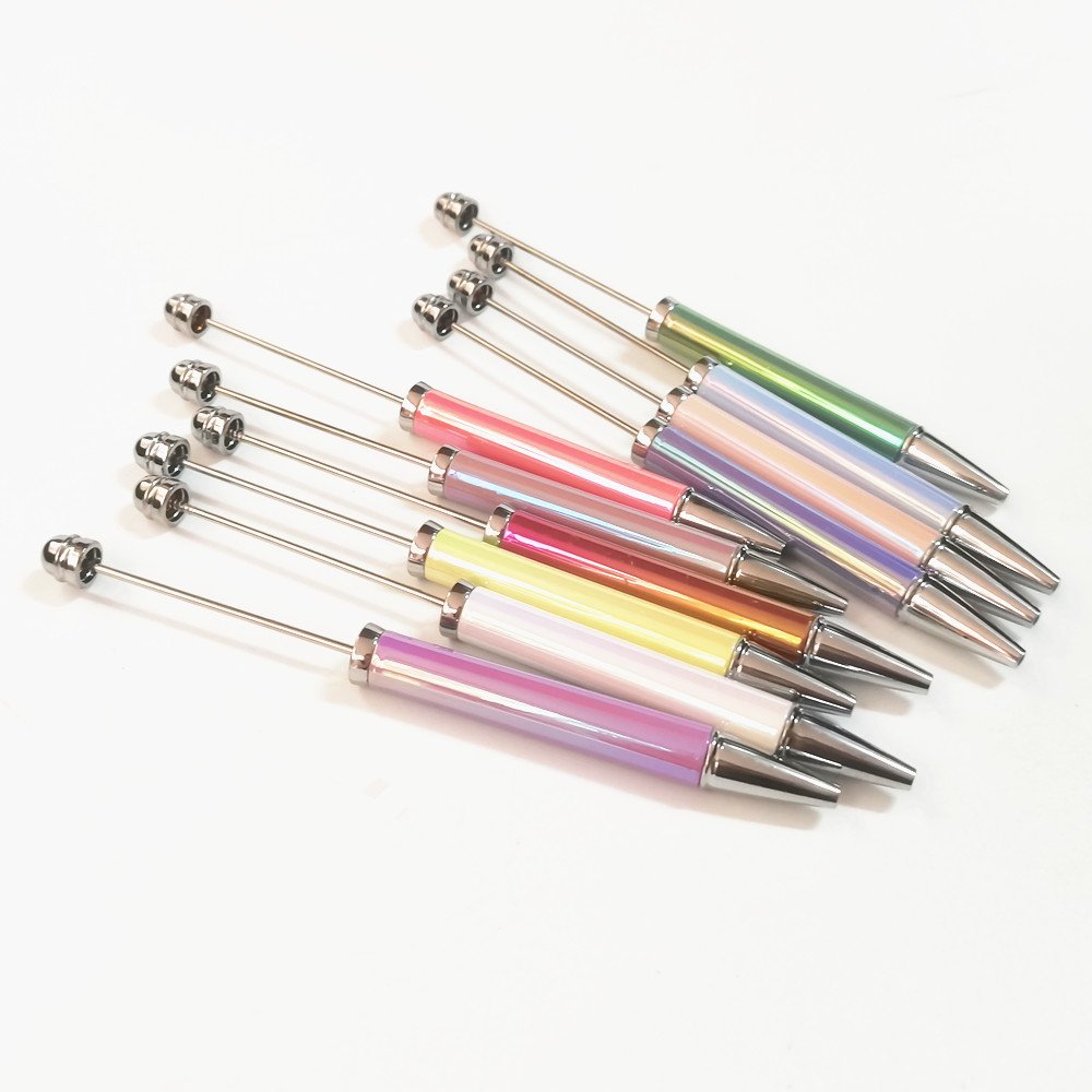Sublimation DIY Diy Beaded Pens New Shiny Colors School Office Writing Stationery Wedding Gift Plastic Ballpoint Beaded Pen