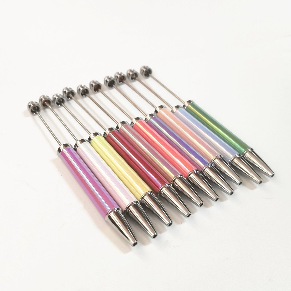 Sublimation DIY Diy Beaded Pens New Shiny Colors School Office Writing Stationery Wedding Gift Plastic Ballpoint Beaded Pen