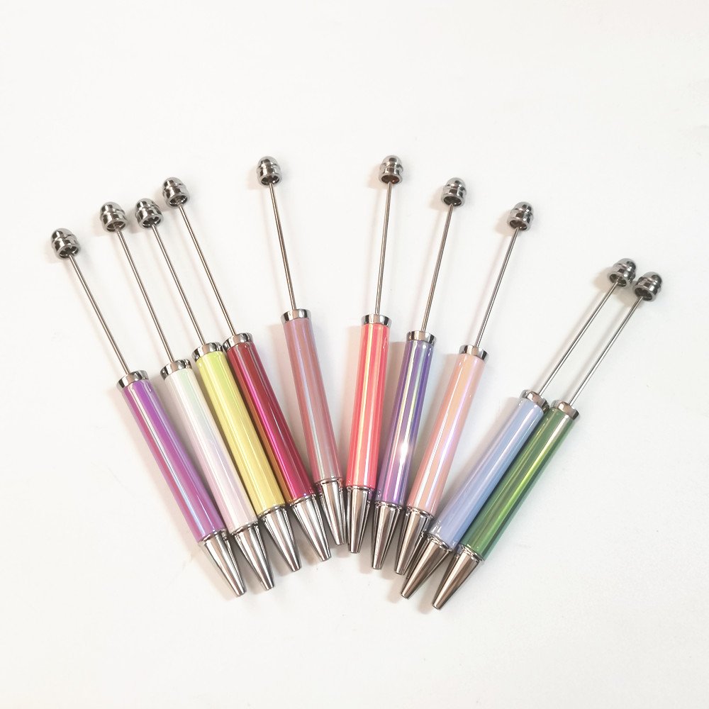 Sublimation DIY Diy Beaded Pens New Shiny Colors School Office Writing Stationery Wedding Gift Plastic Ballpoint Beaded Pen