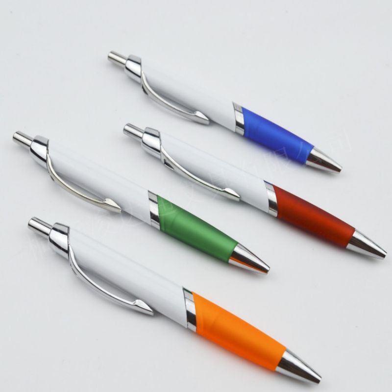 High quality OEM customized logo cheap Promotional Pen Plastic Ball ballpoint Pen with custom logo colored Grip
